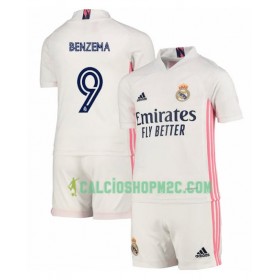 Real Madrid Karim Benzema 9 Bambino Maglia Prima 2020/2021 Manica Corta (+ Pantaloncini)